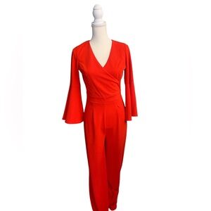 Alexia Admor faux wrap wide leg jumpsuit size 4
